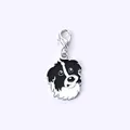 Pendentif chien Border Collie mignon avec fermoir mousqueton argenté - 50 Border Collie