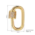 Gold-plated oval copper screw clasp pendant with clear cubic zirconia for DIY jewelry making - Gold---model: Pe0385-a / Button