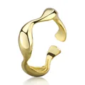 Fashionable irregular wave open ring with a polished gold-plated finish for women - Gold J-0796 / Adjustable Open