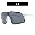 Occhiali da sole sportivi oversize con montatura bianca e nera e lenti grigie, C4 - Come mostrato / Montatura Bianca Lenti Grigie