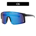 C6 model sports cycling sunglasses featuring blue mirrored lenses and windproof black frame - As Shown / Black Frame Blue Mirrored Lens