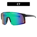 Oversized sport cycling sunglasses featuring a green-purple gradient mirrored lens C7 - As Shown / Black Frame Green Mirror Lens