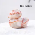 Hand-carved duck figurine made of natural stone with a unique red network pattern - Red Grid Stone