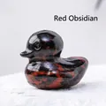 Hand-carved natural Mahogany Obsidian duck figurine with unique red and black stone patterns - Mahogany Obsidian