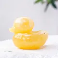 Natural yellow Jindong stone hand-carved duck figurine for kids gift and home decoration - Golden Steatite