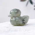 Natural Labradorite gemstone hand-carved into a small duck animal figurine ornament - Labradorite
