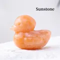 Hand-carved natural sunstone duckling figurine ideal for DIY crystal stone collections - Sunstone