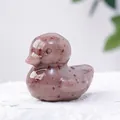 Hand-carved natural India Red Spot crystal duck figurine for home decor. - India Red Spot