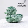 Handcrafted Qinghai Jade natural stone duck carving figurine for home decor and gifts - Qinghai Jade