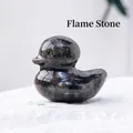 Hand-carved natural Yooperlite duck figurine with unique glowing mineral patterns - Flame Stone