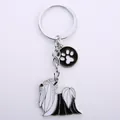 Kreativer Metall-Schlüsselanhänger mit Hund aus Emaille und Pfotenabdruck-Anhänger - Shih Tzu/Yorkshire