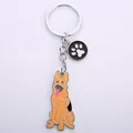 Haltbarer Schlüsselanhänger aus Metall mit Schäferhund und Pfotenabdruck Geschenk - Schäferhund