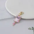 Minimalist cute pink cartoon cat keychain pendant made of zinc alloy for stylish bag charm - Pink