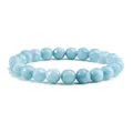 8mm light blue faceted natural stone beaded bracelet for women elegant jewelry - Aquamarine Bracelet / 6 mm