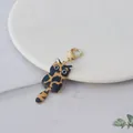 Cute calico cartoon cat keychain with zinc alloy lobster clasp for bag decoration - Dark Coffee