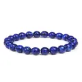 Elegant 8mm blue natural stone beaded bracelet with glossy finish and unique textures - Lapis Lazuli Style Bracelet / 6 mm