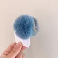 Blue plush pom-pom hair claw clip, cute faux fur hair accessory for women and girls - Peacock Blue - Cute Little Pom-pom Hair Clip