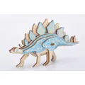 3D wooden Stegosaurus dinosaur skeleton puzzle model with blue pattern for DIY fun - Yzp06 Little Stegosaurus