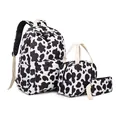 Three-piece schoolbag set with black and white cow print pattern - Cow Print