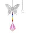 Silver butterfly metal pendant with rainbow crystal beads and flame-shaped drop - 38mm Double-Sided Maple Leaf
