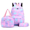 3-in-1 student backpack set with purple watercolor galaxy pattern and pencil case - Violet