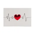 Elegant 3D Valentine's Day greeting card with red leather heart and heartbeat line - Heart Beat