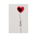 Elegant 3D red leather heart Valentine's Day greeting card with cursive love script design - Balloon LOVE