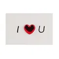 Valentine's Day greeting card with a red 3D leather heart design and I Love U text. - I Heart U