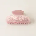 Vista detallada de una pinza para el pelo de acetato rosa con lazos 3D y pedrería - Estilo 3# Tres Lazos / 8*4.5cm / Rosa