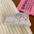 Cute polar bear design acrylic hair claw clip with premium pearl white ice texture - White Dog with Blue Bowknot