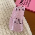 Cute pink cat shaped acrylic hair claw clip with marble texture for women and girls - Pink Standing Cat