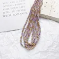 Premium 3mm faceted natural stone beads in lavender purple and tan for DIY jewelry making. - Phosphosiderite
