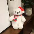 Adorabile orsetto di peluche bianco natalizio con cappello di Babbo Natale e sciarpa. - Orso Polare Natalizio / 20-30cm