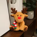 Adorabile renna di Natale di peluche marrone con una sciarpa festiva a strisce rosse e verdi - Cervo di Natale / 20-30cm