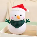 Simpatico pupazzo di neve di peluche natalizio con cappello rosso e sciarpa verde - Pupazzo di Neve con Sciarpa Triangolare Bianca e Nera / 20-30cm