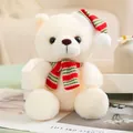 Simpatico orsetto di peluche bianco con cappello di Natale e sciarpa a righe - Orsetto Bianco con Sciarpa Ondulata Verde / 20-30cm