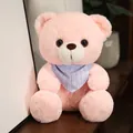 Adorabile morbido orsacchiotto rosa di peluche con sciarpa a righe blu variante SKU - Orso con Sciarpa Rosa / 20-30cm