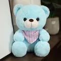 Morbido orsetto di peluche azzurro con un simpatico bandana a righe rosa - Orso con Sciarpa Blu / 20-30cm