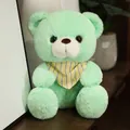 Morbido orsetto di peluche verde menta con una graziosa sciarpa a righe gialle oro - Orsetto Verde con Sciarpa / 20-30cm