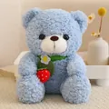 Peluche di orsetto blu con grazioso ciondolo a fragola e sciarpa verde per foto SKU - Orsetto Fragola Blu / 20-30cm