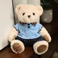Adorabile orsacchiotto di peluche con polo blu e classici pantaloni a righe eleganti - Orsetto Bianco in Abiti Blu / 20-30cm