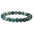 Natural moss agate green gemstone beaded bracelet for men and women jewelry gift - Moss Agate