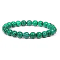 Elegant green malachite striped beaded bracelet featuring high-quality natural stone textures - Green Peacock Stone
