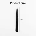 Professional black stainless steel eyebrow tweezers with 9.5cm length measurement detail - 1.2mm Flat Tip / Black
