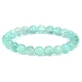 Natural green gemstone beaded bracelet with translucent round beads for men and women - Green Fluorite