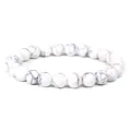 Handmade natural white howlite gemstone beaded bracelet for men and women with black marble veining - Synthetic White Jasper