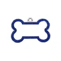 Macro detail of a bone-shaped pet ID tag featuring a vibrant blue glitter border and silver finish - 31*20mm 5.4g / Dark Blue
