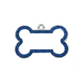 High-definition detailed view of bone-shaped pet ID tag with a blue glitter border for engraving - 31*20mm 5.4g / Light Blue