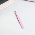 Professional pink stainless steel slanted tip eyebrow tweezers for precision grooming - 1.0mm Flat Tip / Pink