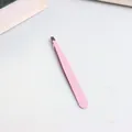 Precision pink slanted-tip stainless steel tweezers for expert eyebrow and eyelash grooming - 1.0mm Slanted Tip / Pink